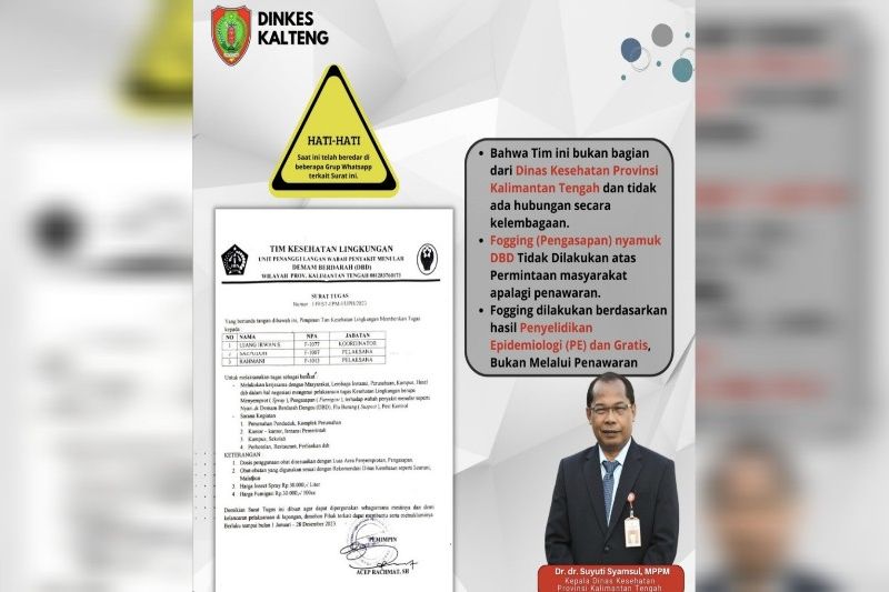 Dinkes Kalteng Minta Masyarakat Waspada Disinformasi Pengasapan DBD