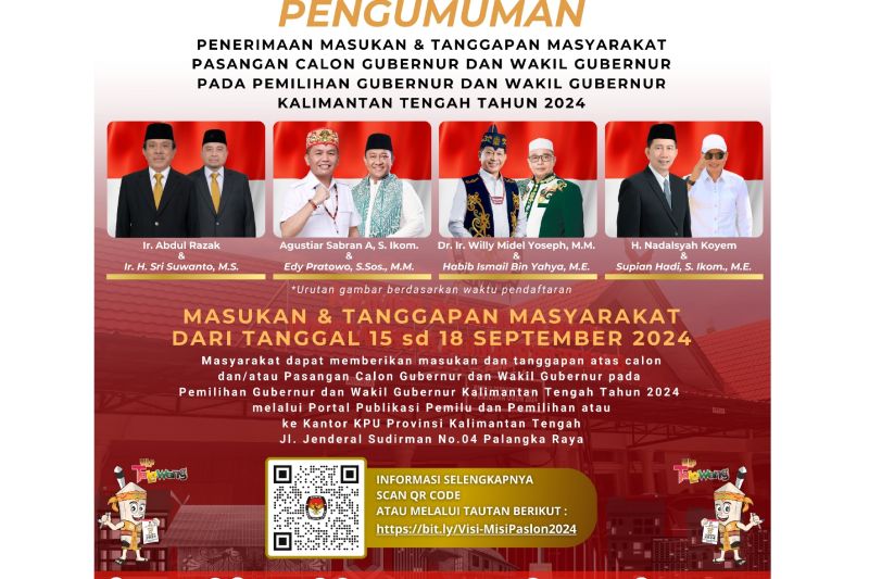 KPU Tunggu Tanggapan Masyarakat Terhadap Pasangan Cagub-Cawagub