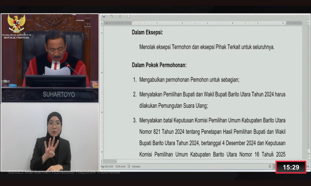 MK Diskualifikasi Semua Paslon Pilkada Barito Utara, Ini Alasannya